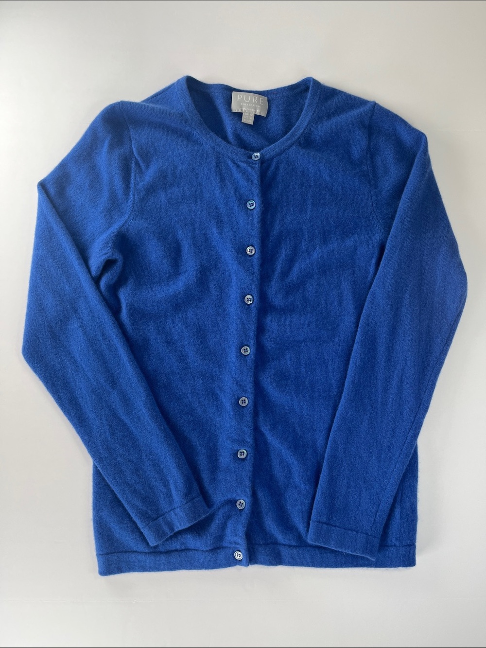 Pure Collection Cobalt Blue Cashmere Button Cardigan Sz 6